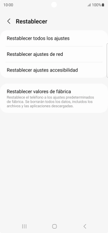 Pulsa Restablecer valores de fábrica.