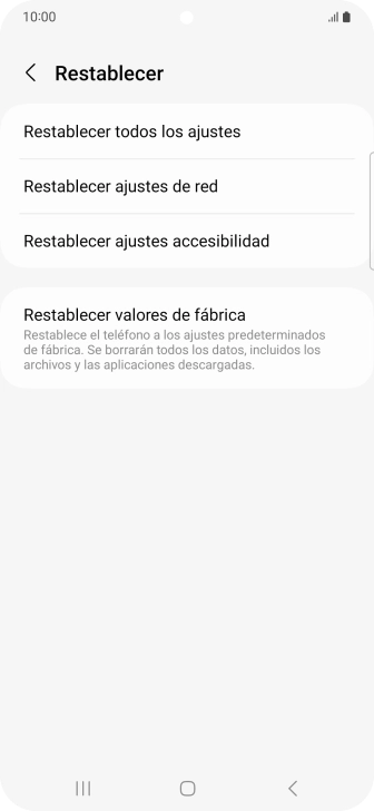 Pulsa Restablecer ajustes de red.