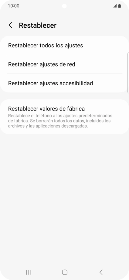 Pulsa Restablecer ajustes de red.