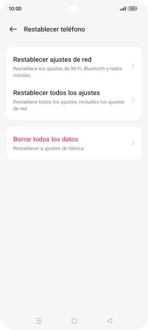 Pulsa Borrar todos los datos.