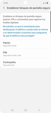 Pulsa el código de seguridad deseado y sigue las indicaciones de la pantalla para crear un código de seguridad del teléfono adicional.