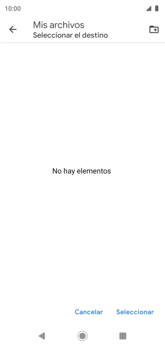 Si deseas crear una nueva carpeta, pulsa el icono de nueva carpeta y sigue las indicaciones de la pantalla para crearla.