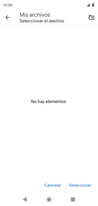 Si deseas crear una nueva carpeta, pulsa el icono de nueva carpeta y sigue las indicaciones de la pantalla para crearla.