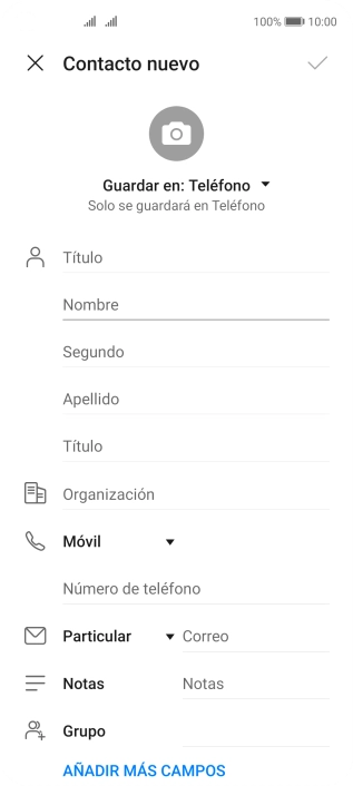 Pulsa Nombre e introduce el nombre deseado.