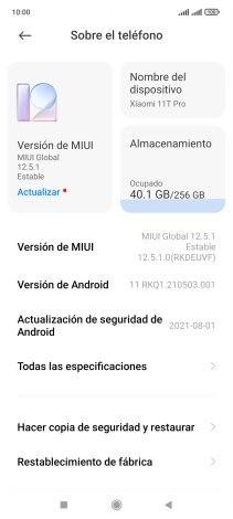 Pulsa Versión de MIUI.