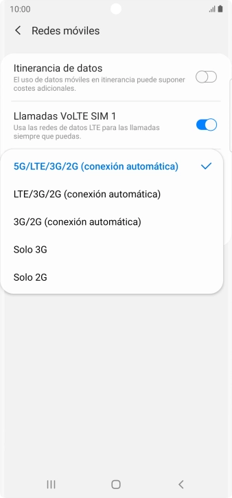 Pulsa el tipo de red deseado.