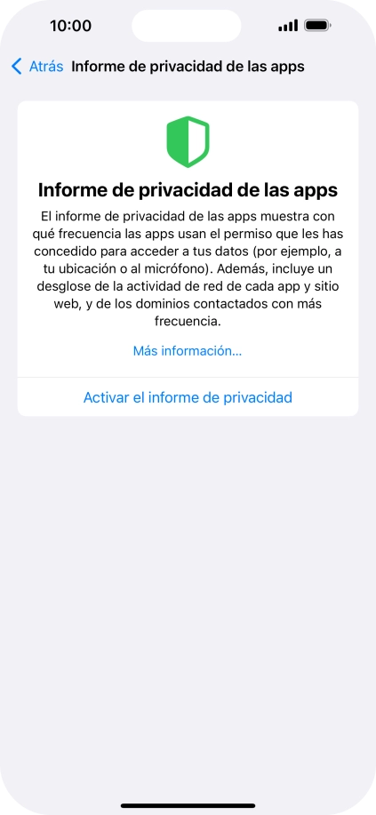Pulsa Activar el informe de privacidad para activar la función.