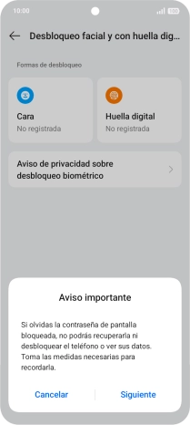 Pulsa Siguiente y sigue las indicaciones de la pantalla para crear un código de seguridad del teléfono adicional.