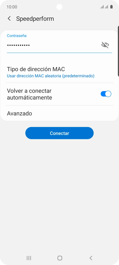 Introduce la contraseña de la red wifi y pulsa Conectar.