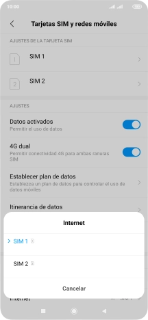 Pulsa la tarjeta SIM deseada.