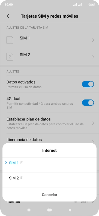 Pulsa la tarjeta SIM deseada.
