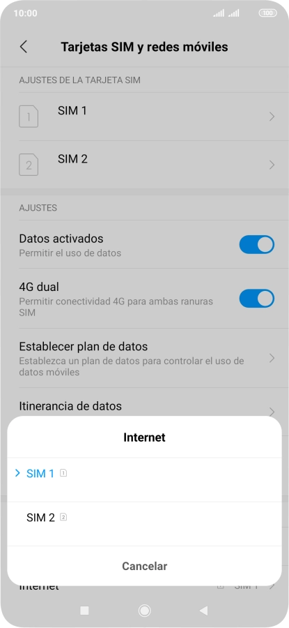 Pulsa la tarjeta SIM deseada.
