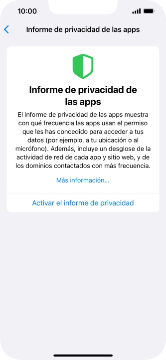 Pulsa Activar el informe de privacidad para activar la función.