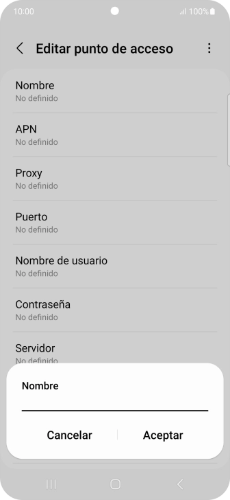 Introduce Vodafone Internet y pulsa Aceptar.