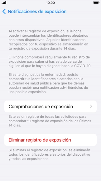 Pulsa Eliminar registro de exposición.
