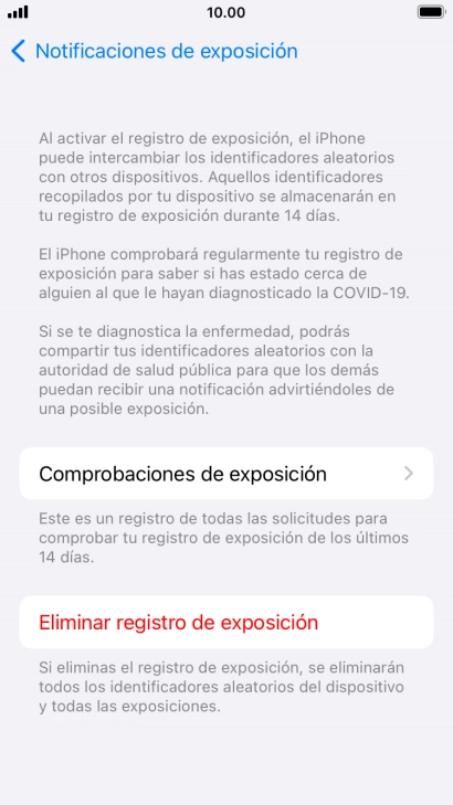 Pulsa Eliminar registro de exposición.