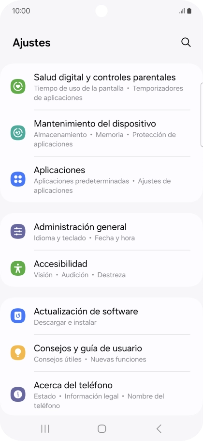 Pulsa Administración general.