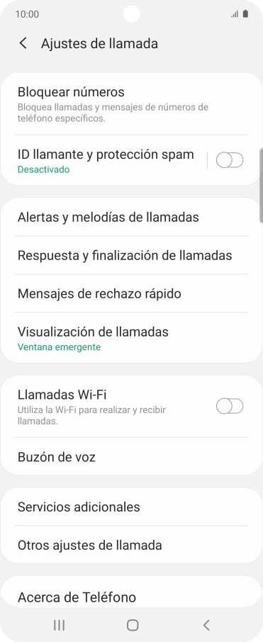Pulsa Servicios adicionales.