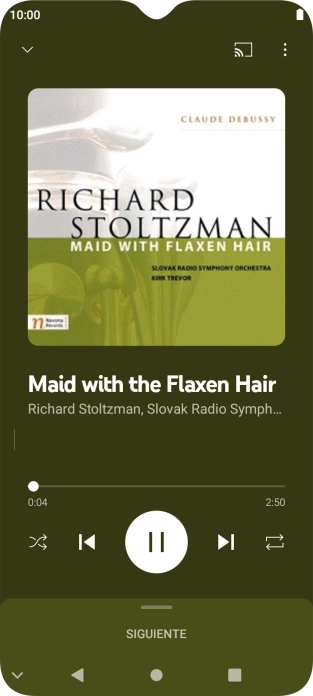 Pulsa la flecha hacia la derecha para ir al archivo de música siguiente.