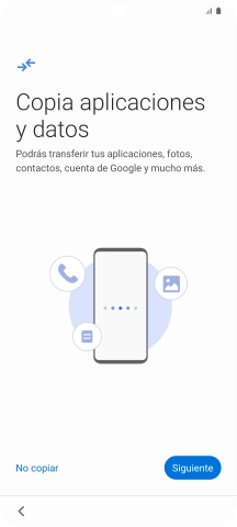 Puedes transferir el contenido de otro teléfono cuando activas tu teléfono por primera vez y cuando lo has restablecido. Cuando aparezca en la pantalla del teléfono esta imagen, ya está listo para la transmisión del contenido del otro teléfono.