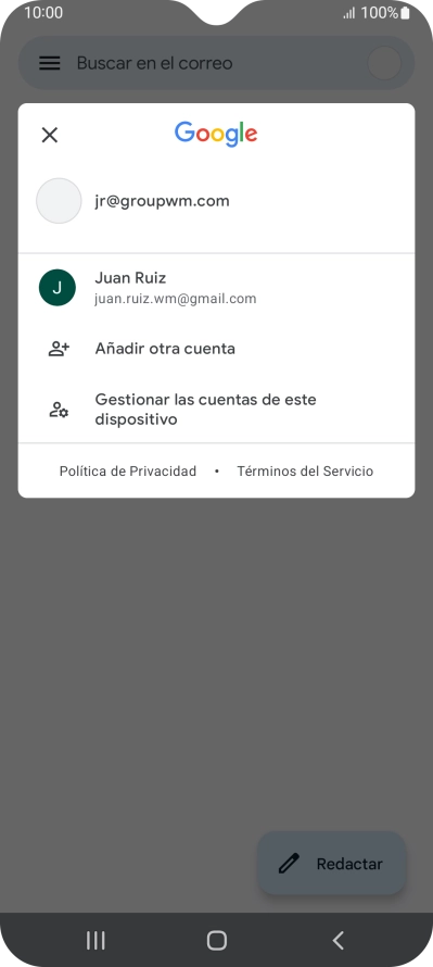 Pulsa la cuenta de correo electrónico deseada.