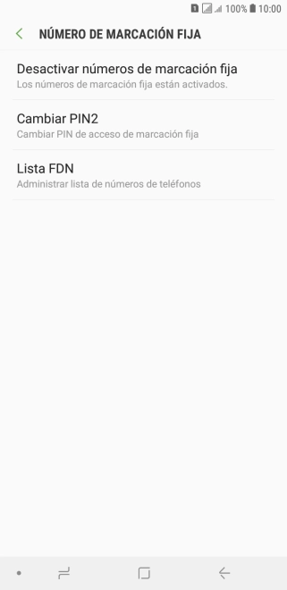 Pulsa Desactivar números de marcación fija.