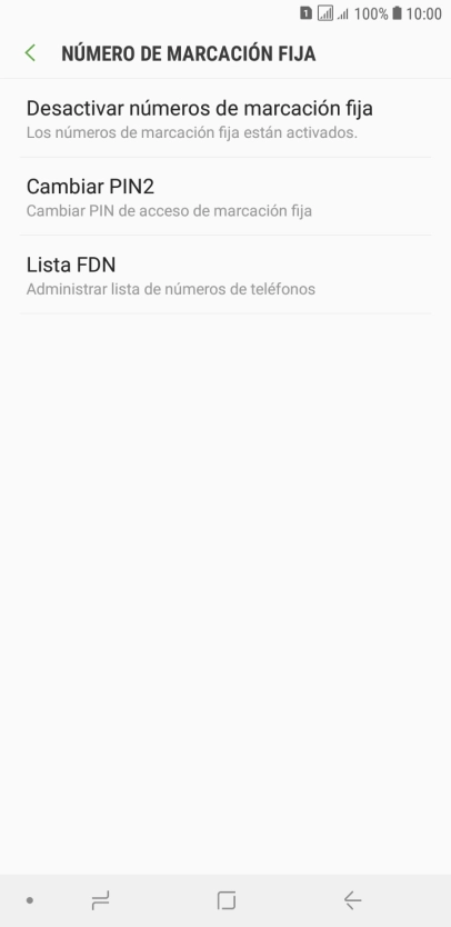 Pulsa Desactivar números de marcación fija.