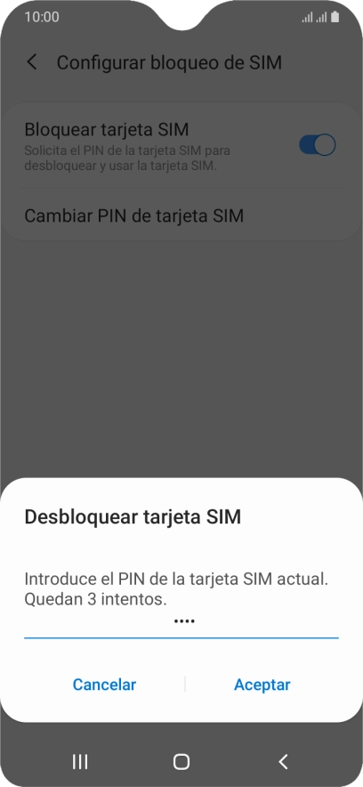 Introduce tu código PIN y pulsa Aceptar. Introduce tu código PIN y pulsa Aceptar.