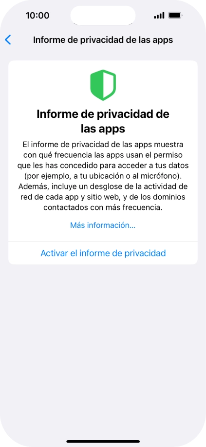 Pulsa Activar el informe de privacidad para activar la función.