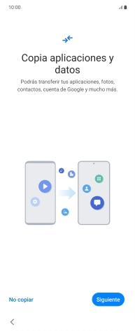 Puedes transferir el contenido de otro teléfono cuando activas tu teléfono por primera vez y cuando lo has restablecido. Cuando aparezca en la pantalla del teléfono esta imagen, ya está listo para la transmisión del contenido del otro teléfono.