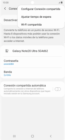 Pulsa Configurar Conexión compartida.