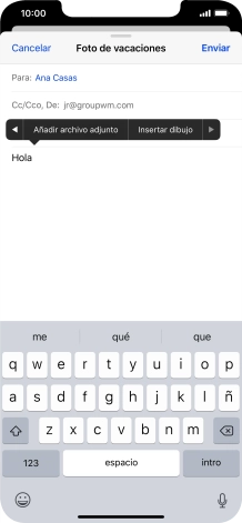 Pulsa Añadir archivo adjunto y sigue las indicaciones de la pantalla para adjuntar un documento.