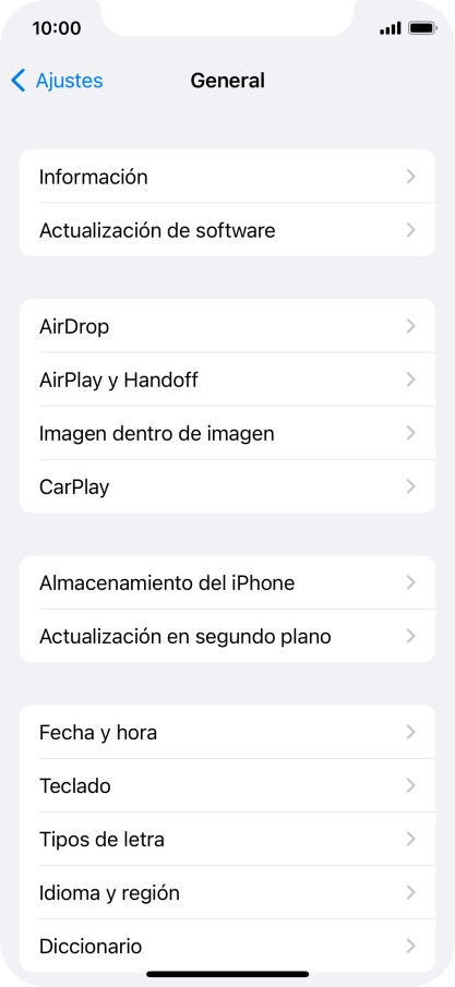 Pulsa Actualización de software. Si hay una versión de software nueva disponible, aparecerá ahora en la pantalla. Sigue las indicaciones de la pantalla para actualizar el software del teléfono.