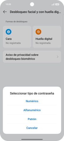 Pulsa el código de seguridad deseado.