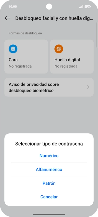 Pulsa el código de seguridad deseado.