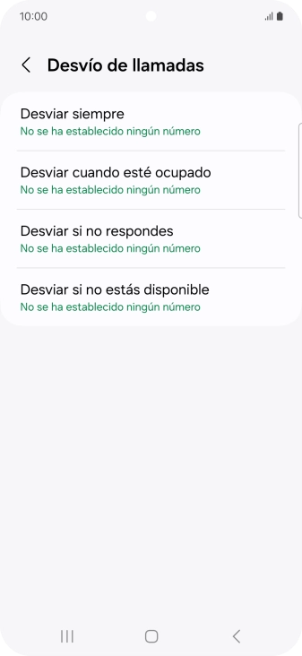 Pulsa el tipo de desvío deseado.