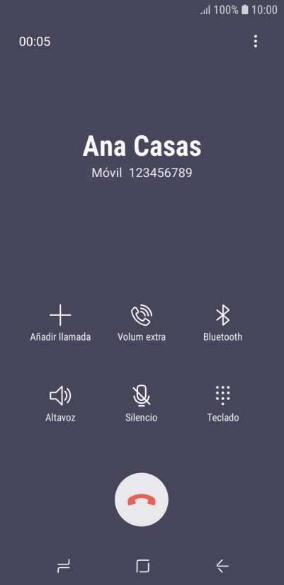 Pulsa el icono de finalizar llamada.
