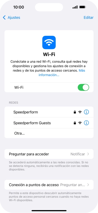 Pulsa la red wifi deseada e introduce la contraseña de esta red.