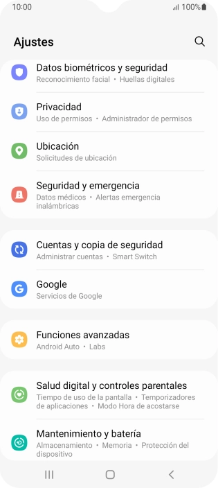 Pulsa Cuentas y copia de seguridad.