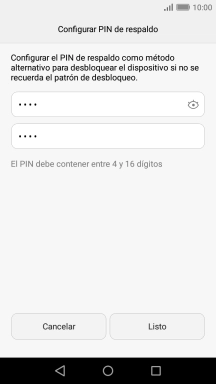 Vuelve a introducir el código PIN y pulsa Listo.