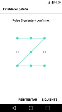Desliza el dedo por la pantalla para unir por lo menos cuatro puntos y pulsa SIGUIENTE.