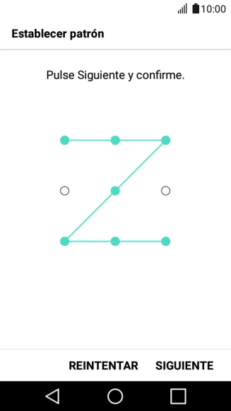 Desliza el dedo por la pantalla para unir por lo menos cuatro puntos y pulsa SIGUIENTE.