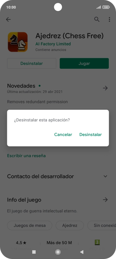 Pulsa Desinstalar.