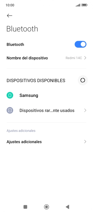 Pulsa el dispositivo Bluetooth deseado y sigue las indicaciones de la pantalla para vincular el dispositivo al teléfono. Pulsa el dispositivo Bluetooth deseado y sigue las indicaciones de la pantalla para vincular el dispositivo al teléfono.