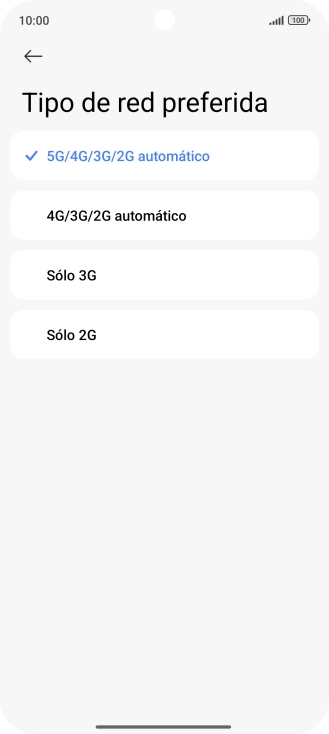 Pulsa el tipo de red deseado.