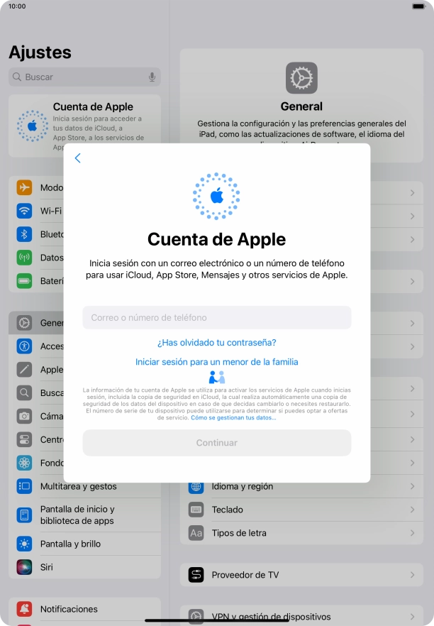 Pulsa Correo o número de teléfono e introduce el nombre de usuario de tu ID de Apple.