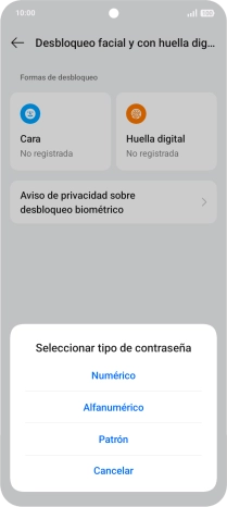 Pulsa el código de seguridad deseado.