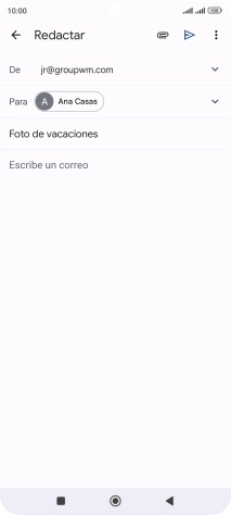 Pulsa en el campo de escritura y escribe el texto del correo electrónico. Pulsa en el campo de escritura y escribe el texto del correo electrónico.