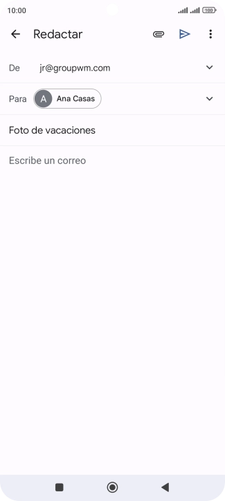 Pulsa en el campo de escritura y escribe el texto del correo electrónico. Pulsa en el campo de escritura y escribe el texto del correo electrónico.