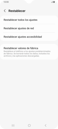 Pulsa Restablecer ajustes de red.
